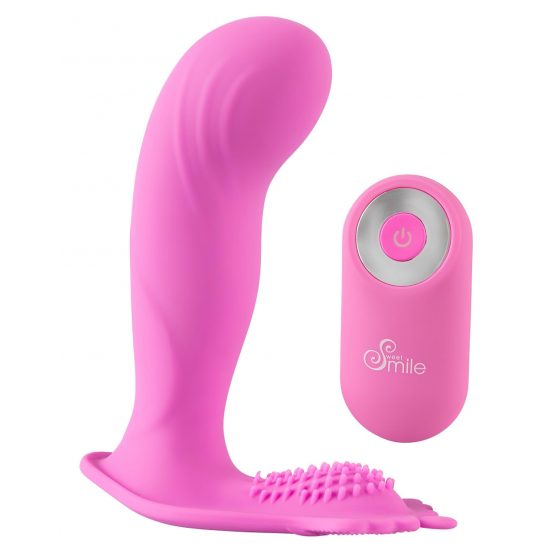 SMILE G-Spot Panty - akumulátorový, rádiový pripínateľný vibrátor (ružový)