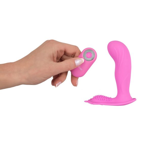 SMILE G-Spot Panty - akumulátorový, rádiový pripínateľný vibrátor (ružový)