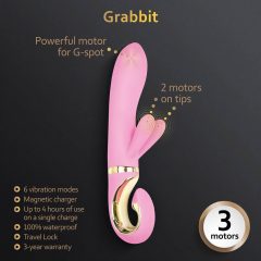   G-Vibe GRabbit - akumulátorový, 3-motorový vibrátor na bod G (ružový)