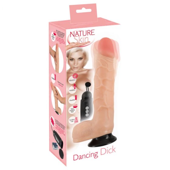 Nature Skin Dancing Dick - rotačný realistický vibrátor (telová farba)