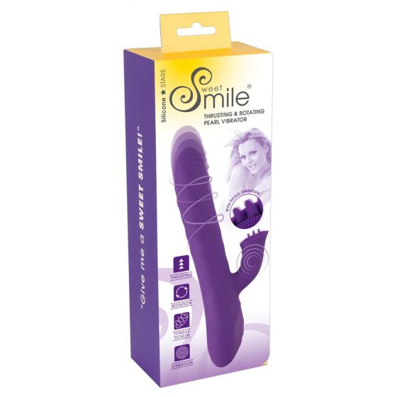 Smile Pearl - nabíjací, rotačný vibrátor s ramienkom na klitoris a posuvom (fialový)