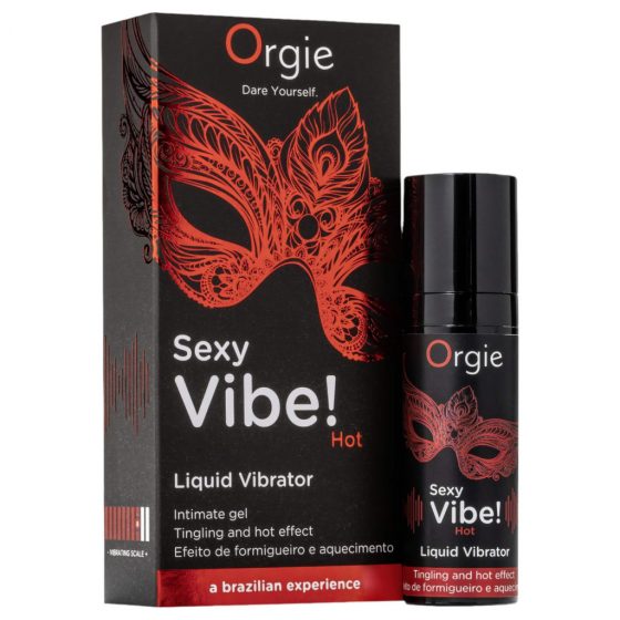 Orgie Sexy Vibe HOT - jahodový, hrejivý tekutý vibrátor (15 ml)