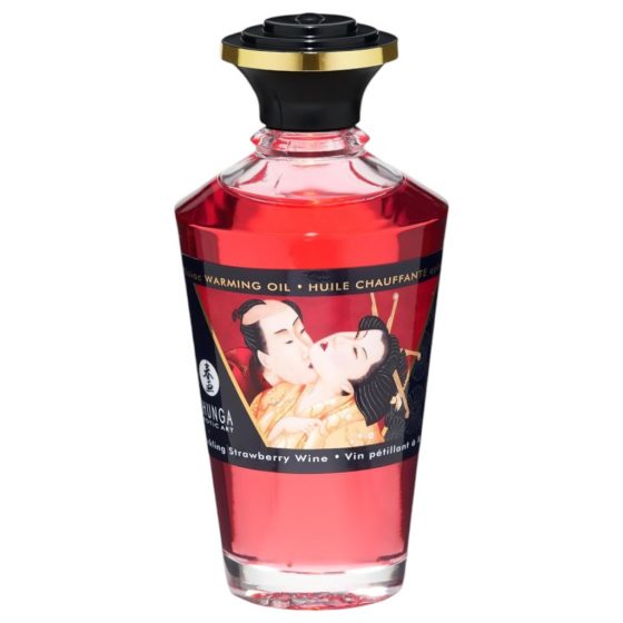 Shunga - hrejivý masážny olej - šampanské jahoda (100 ml)