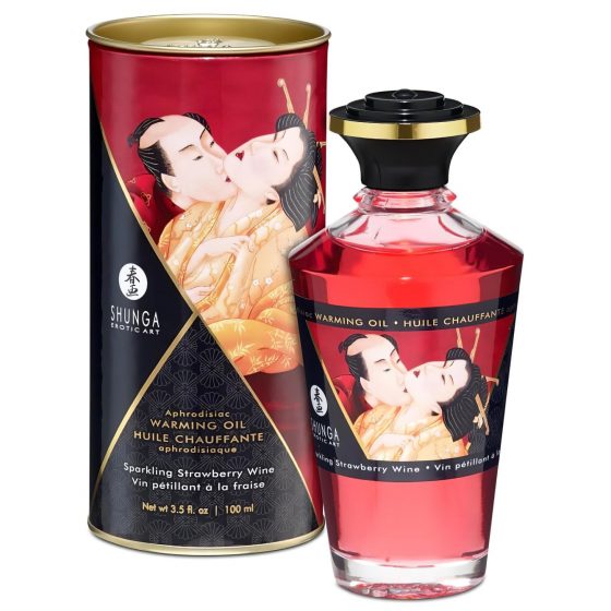 Shunga - hrejivý masážny olej - šampanské jahoda (100 ml)