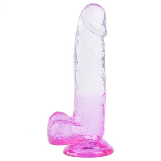 Sunfo - upínacie dildo s realistickými semenníkmi - 22 cm (priesvitné fialové)