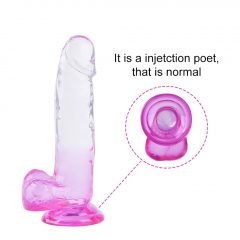   Sunfo - upínacie dildo s realistickými semenníkmi - 22 cm (priesvitné fialové)