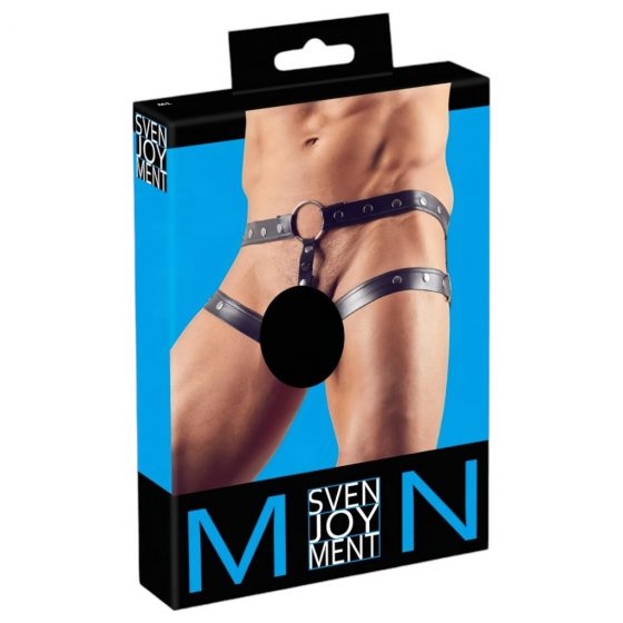 Svenjoyment - Postroj s krúžkom na penis (čierny) - M/L