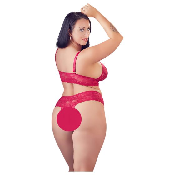 Cottelli Plus Size - jemný čipkovaný podprsenkový set (červený)