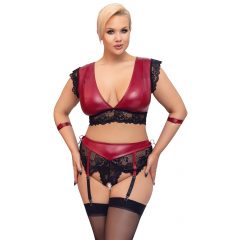   Cottelli Bondage Plus Size - čipkovaná podprsenka (červená a čierna)