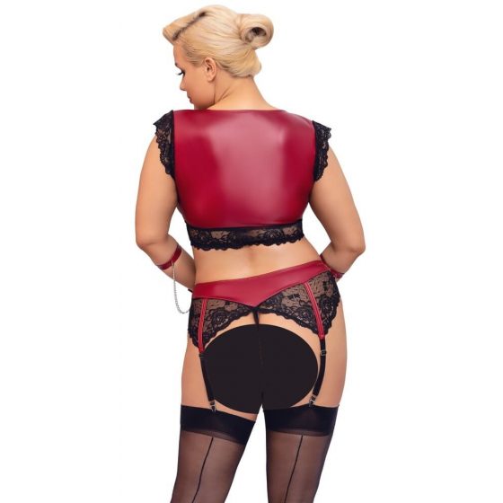 Cottelli Bondage Plus Size - čipkovaná podprsenka (červená a čierna)