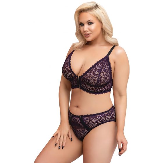 Cottelli Curves Plus Size - priesvitný vzor podprsenky (fialová)