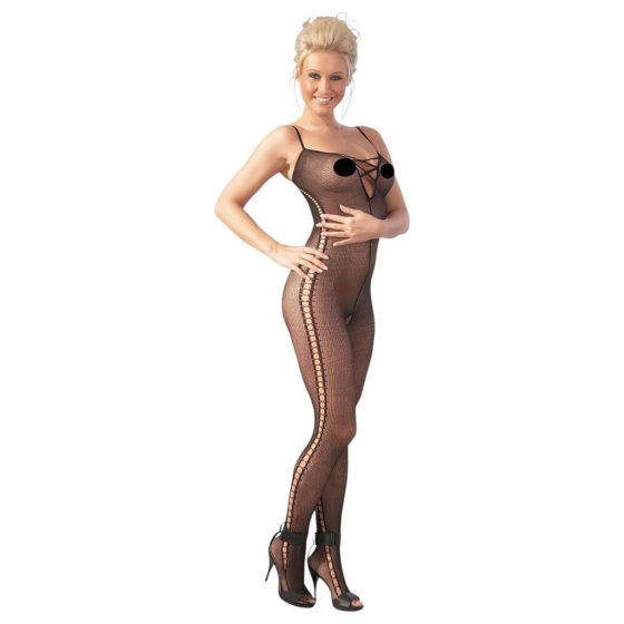 / NO:XQSE - Bodystocking s bočným vzorom - čierna