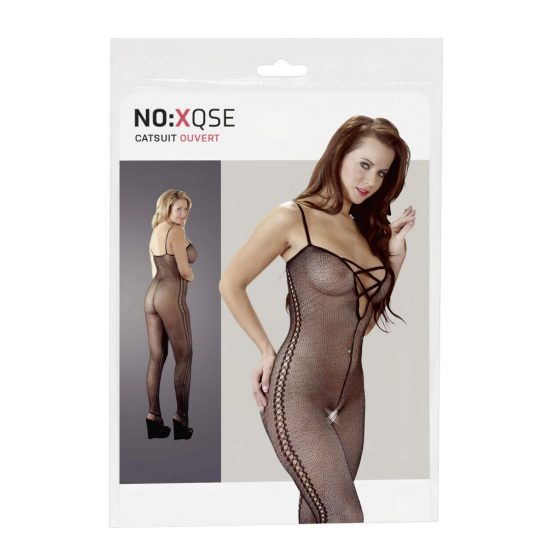 / NO:XQSE - Bodystocking s bočným vzorom - čierna