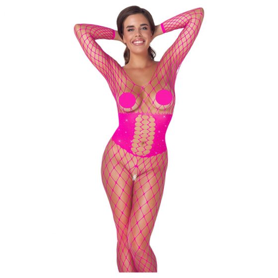 Cottelli - sieťované bodystocking (ružová) - S-L