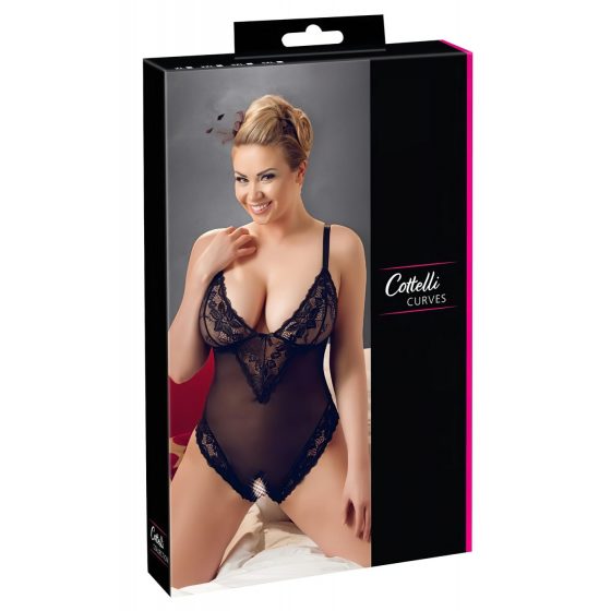 Cottelli Plus Size - krajkované body (čierne)