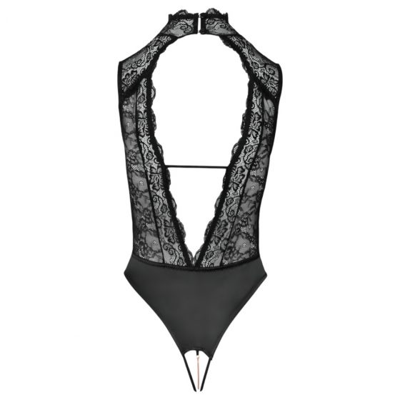 Abierta Fina - lace open body with rhinestones (black)