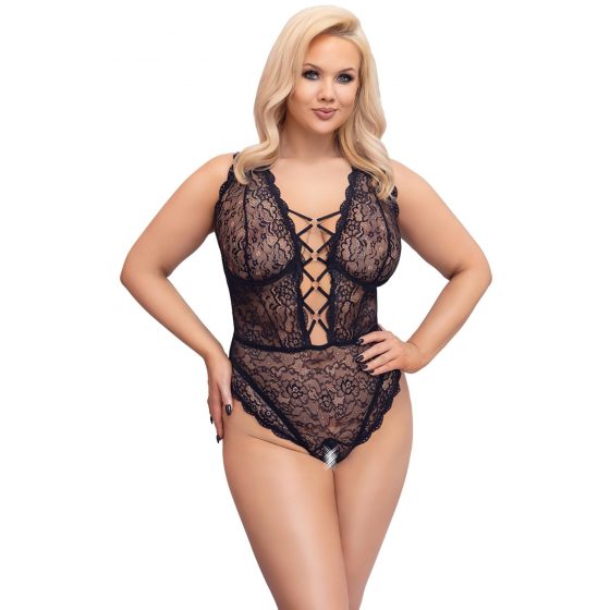 Cottelli Curves Plus Size - vzorované body (čierne)