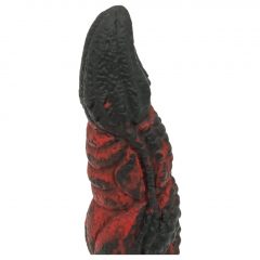   OgazR Hell Dong - drážkované dildo s lepiacimi vankúšikmi - 20 cm (čierno-červené)