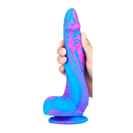 Inkipus - Silikónové dildo - 18 cm (modro-ružové)