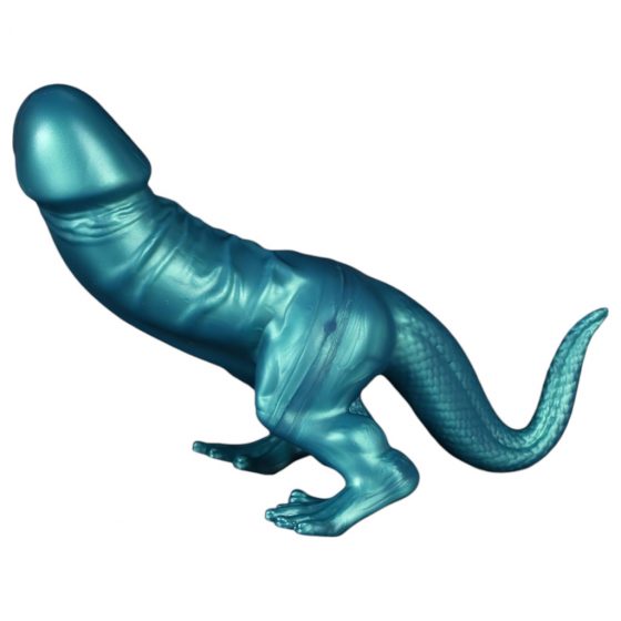 Toppedmonster - Silikónové dildo Dinosaurus - 26 cm (tyrkysové)