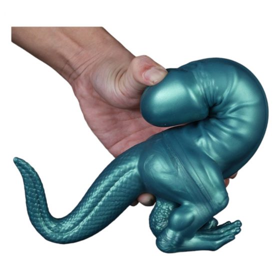 Toppedmonster - Silikónové dildo Dinosaurus - 26 cm (tyrkysové)