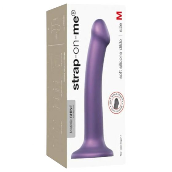 Strap-on-me Metallic Shine M - dildo vhodné pre pokožku - stredné (metalická fialová)