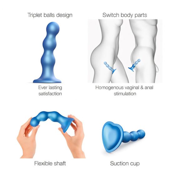 Strap-on-me Balls M - dildo v tvare gule s nožičkami (modré)