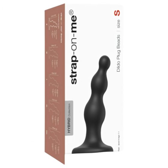 Strap-on-me Beads S - páskové dildo s korálkami (čierne)