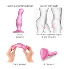   Strap-on-me Curvy S - zvlnené dildo s nožičkami (ružové)