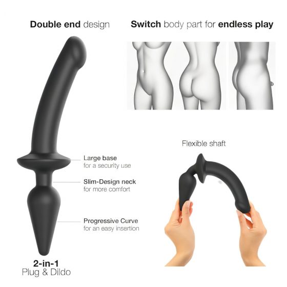 Strap-on-me Swith Semi-Realistic S - silikónové dildo 2v1 (čierne)