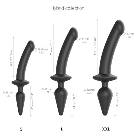 Strap-on-me Swith Semi-Realistic S - silikónové dildo 2v1 (čierne)