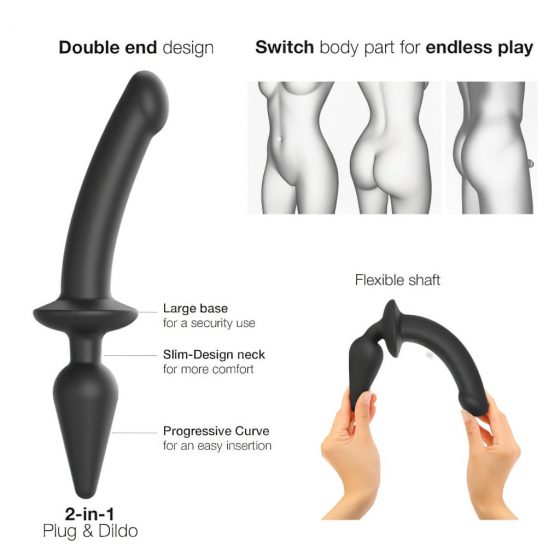 Strap-on-me Swith Semi-Realistic XXL - silikónové dildo 2v1 (čierne)