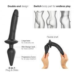   Strap-on-me Swith Realistic S - silikónové dildo 2v1 (čierne)