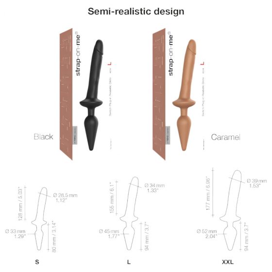 Strap-on-me Swith Realistic S - silikónové dildo 2v1 (čierne)