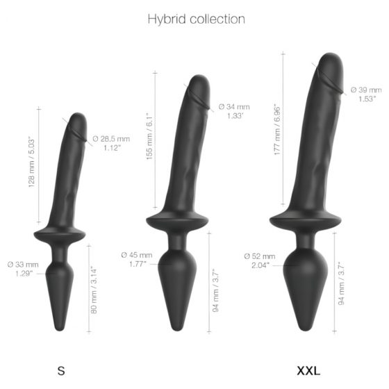 Strap-on-me Swith Realistic S - silikónové dildo 2v1 (čierne)