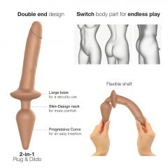   Strap-on-me Swith Realistic S - silikónové dildo 2v1 (tmavé prírodné)