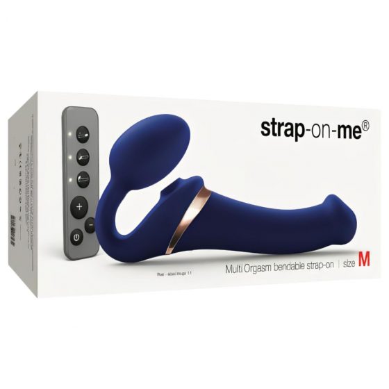 Strap-on-me M - Vzduchový vibrátor bez ramienok - stredný (modrý)