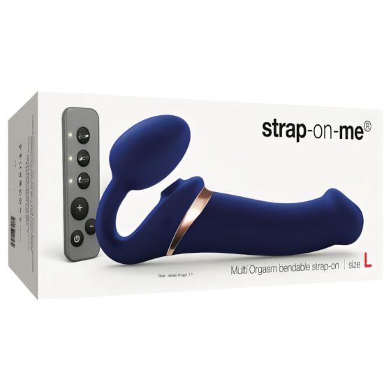 Strap-on-me L - Vzduchový vibrátor bez ramienok - veľký (modrý)