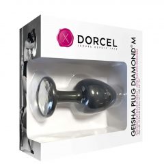   Dorcel Geisha Plug Diamond M - análny vibrátor s bielym kameňom (čierny)