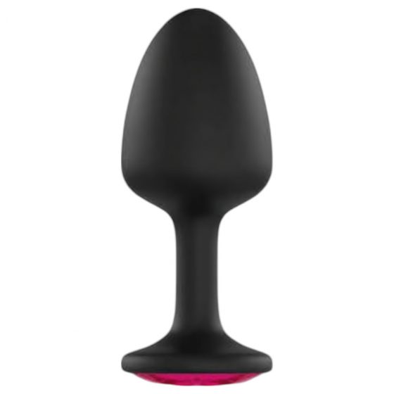 Dorcel Geisha Plug Ruby M - ružové análne dildo s kameňmi (čierne)