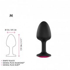   Dorcel Geisha Plug Ruby M - ružové análne dildo s kameňmi (čierne)