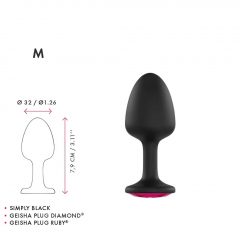   Dorcel Geisha Plug Ruby M - ružové análne dildo s kameňmi (čierne)