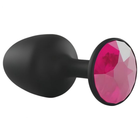 Dorcel Geisha Plug Ruby M - ružové análne dildo s kameňmi (čierne)