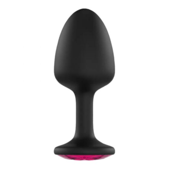 Dorcel Geisha Plug Ruby L - ružové análne dildo s kameňmi (čierne)