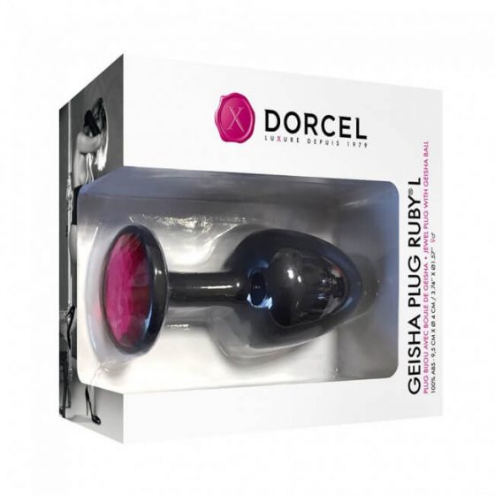 Dorcel Geisha Plug Ruby L - ružové análne dildo s kameňmi (čierne)