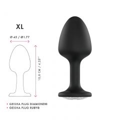   Dorcel Geisha Plug Diamond XL - čierny análny kolík s bielym kameňom