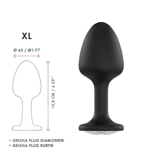 Dorcel Geisha Plug Diamond XL - análny vibrátor s bielym kameňom (čierny)