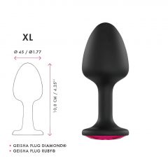   Dorcel Geisha Plug Ruby XL - ružové análne dildo s kameňmi (čierne)