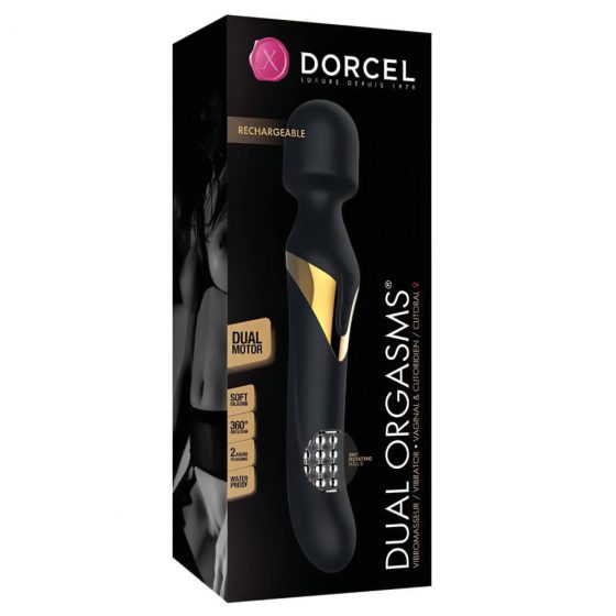 Dorcel Dual Orgasms Gold - nabíjací masážny vibrátor 2in1 (čierny)