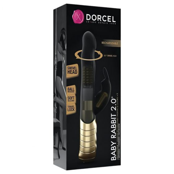 Dorcel Baby Rabbit 2.0 - dobíjací vibrátor s tyčinkou (čierno-zlatý)